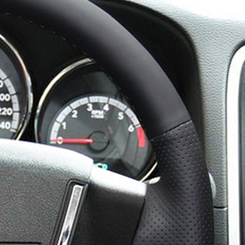 LQTENELO Black Leather Hand-stitched Car Steering Wheel Cover for Dodge Caliber 2008-2011 Dodge Avenger 2007