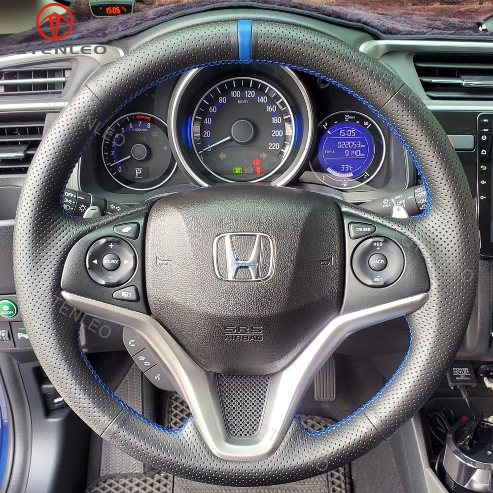 LQTENLEO кожаный замшевый чехол из алькантары, сшитый вручную, чехол на руль автомобиля для Honda HR-V HRV 2016-2022/Fit 2015-2020 