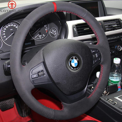 LQTENLEO Alcantara Leather Suede Hand-stitched Car Steering Wheel Cover for BMW 3 Series F30 (Sedan) 2012-2018 / F34 (Gran Turismo) 2012-2018