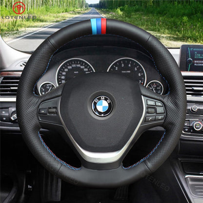 LQTENLEO Alcantara Leather Suede Hand-stitched Car Steering Wheel Cover for BMW 3 Series F30 F34 F22 F23 F32 F33 F36