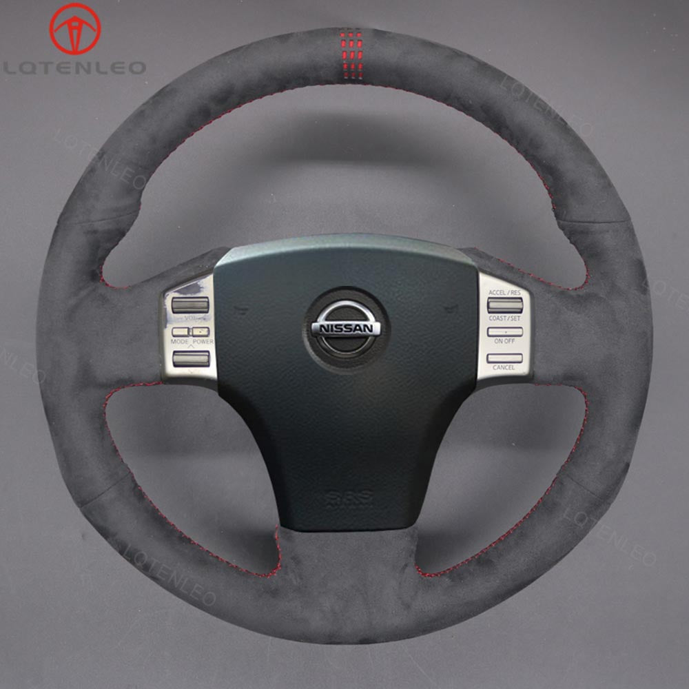 LQTENLEO Carbon Fiber Leather Suede Hand-stitiched Car Steering Wheel Cover for Infiniti G35 2003-2006 / for Nissan Skyline V35 2003-2006