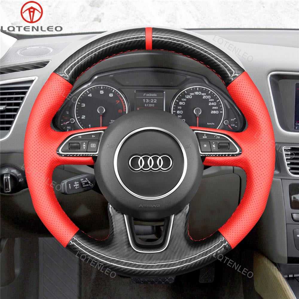 LQTENLEO Hand-stitched Car Steering Wheel Cover for Audi Q3 (8U) 2011-2018 / Q5 (8R) 2012-2017/ Q7 (4L) 2011-2015/ SQ5 (8R) 2013-2017 - LQTENLEO Official Store