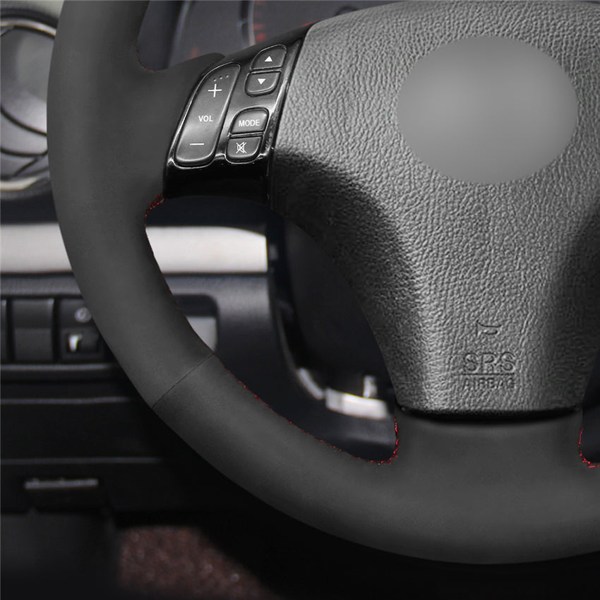 LQTENLEO Black Genuine Leather Suede Hand-stitched Car Steering Wheel Cover for Mazda 3 Axela Mazda 5 Mazda 6 Atenza Mazda MPV