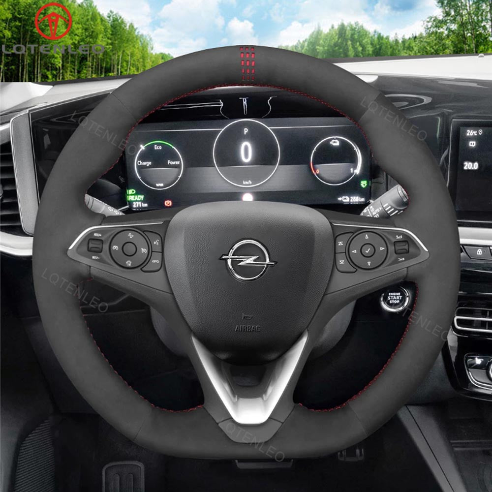 LQTENLEO Hand-stitched Car Steering Wheel Cover for Opel Astra K Corsa F / VauxhallAstra K Corsa F Grandland X Insignia / for Holden Calais Commodore