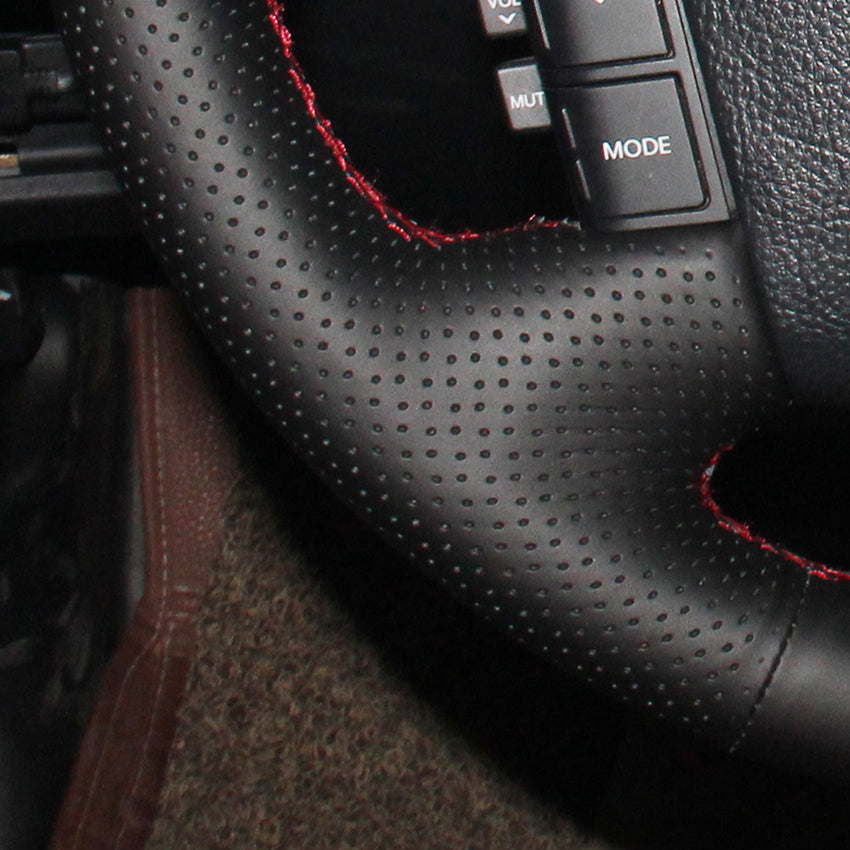 LQTENLEO Black Leather Hand-stitched Comfortable No-slip Car Steering Wheel Cover Braid for Kia Borrego 2007 2008 2009 2010