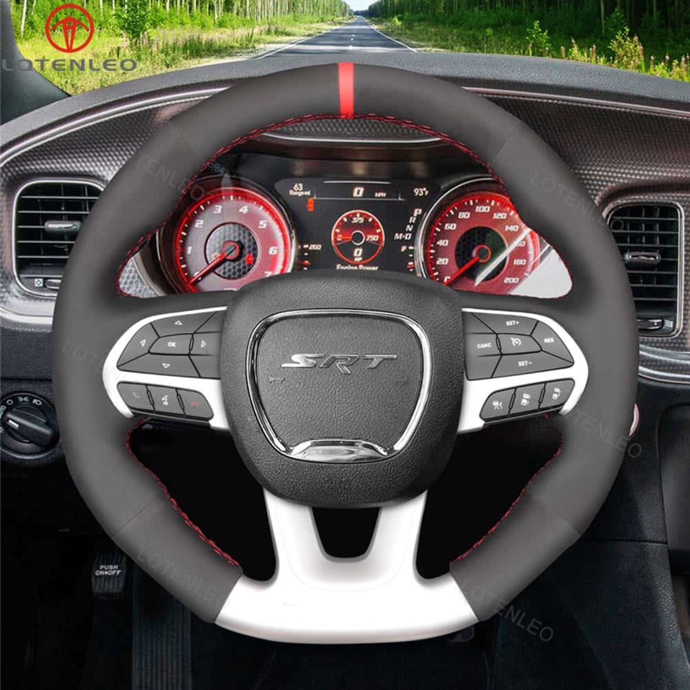 LQTENLEO Carbon Fiber Leather Suede Hand-stitched Car Steering Wheel Cover for Dodge (SRT) Challenger Dodge Charger Durango - LQTENLEO Official Store