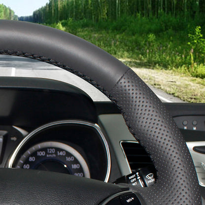 LQTENLEO Black Leather Suede DIY Hand-stitched Car Steering Wheel Cove for Hyundai Elantra/ Elantra GT/ Elantra Coupe/ Hyundai i30