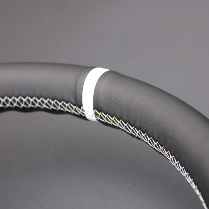 LQTENLEO Black Leather Suede Hand-stitched Car Steering Wheel Cover for Mitsubishi L200 2006-2015 / Triton 2006-2012