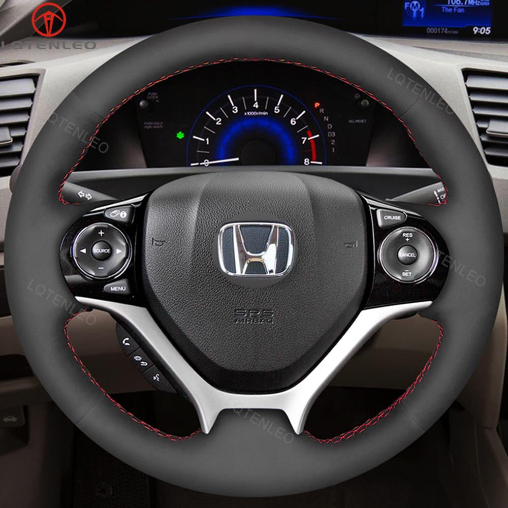 LQTENLEO кожаный замшевый чехол из углеродного волокна, сшитый вручную, чехол на руль автомобиля для Honda Civic 9 2012-2017 