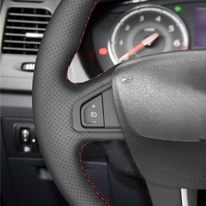 LQTENLEO Black Genuine Leather Hand-stitched Car Steering Wheel Cover for Renault Laguna Latitude Samsung SM5