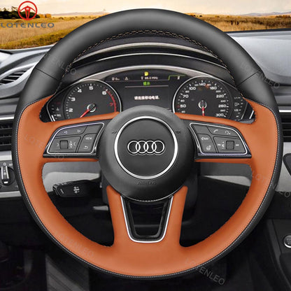 LQTENLEO Leather Suede Hand-stitched Car Steering Wheel Cover for Audi A1 (8X) Sportback A3 (8V) A4 (B9) Avant A5 (F5) Q2 - LQTENLEO Official Store