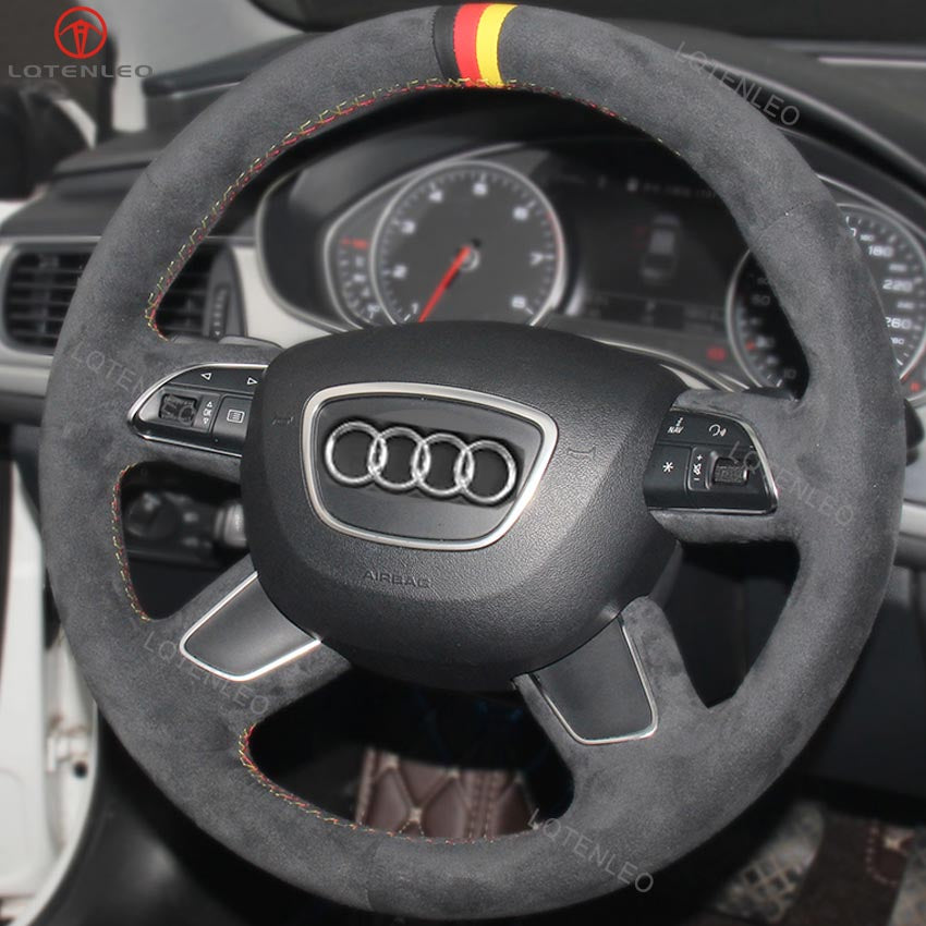 LQTENLEO Hand-stitched Car Steering Wheel Cover for Audi A3 (8V) Sportback A4 (B8) Avant A6 (C7) A8 (D4) Q3 (8U) Q5 (8R) Q7 (4L) - LQTENLEO Official Store