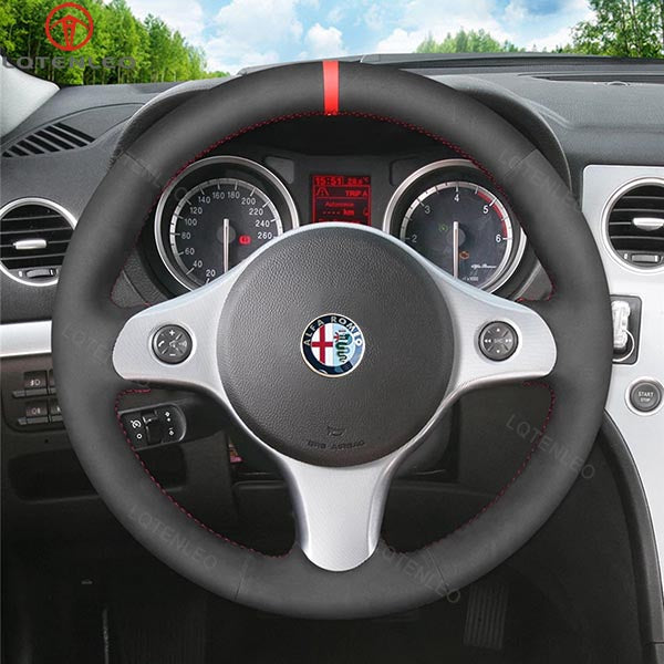 LQTENLEO Carbon Fiber Suede Leather Hand-stitched Car Steering Wheel Cover for Alfa Romeo 159 2006-2011 - LQTENLEO Official Store