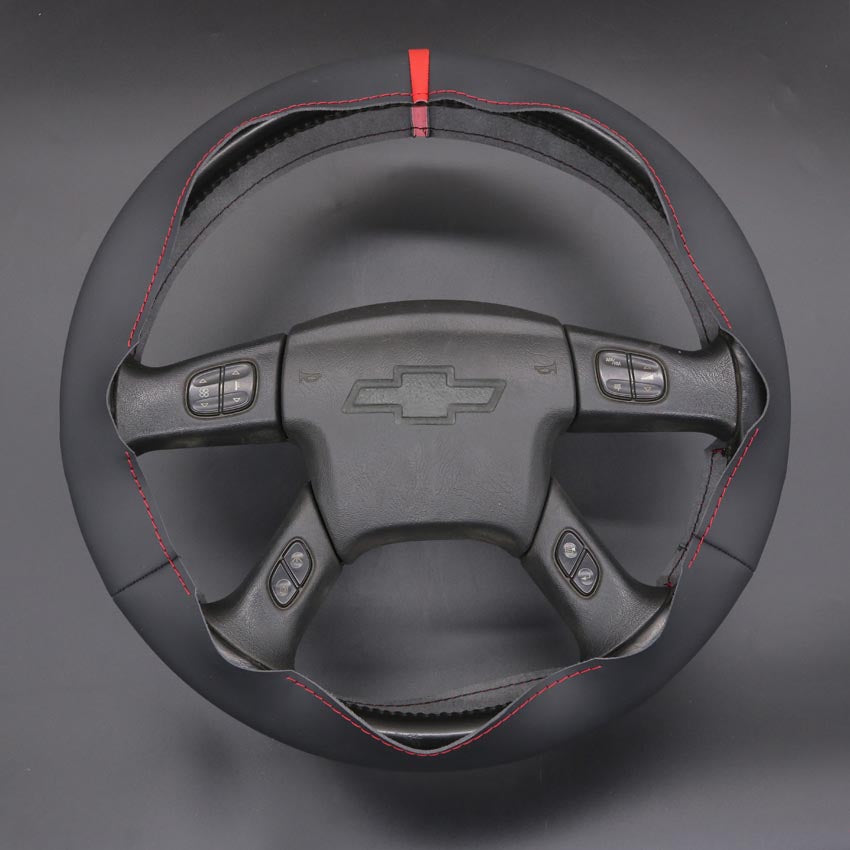 LQTENLEO Black Leather Suede Soft Hand-stitched Car Steering Wheel Cover for Chevrolet Silverado - LQTENLEO Official Store