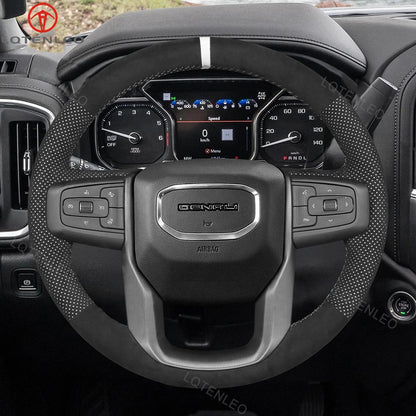 LQTENLEO Alcantara Carbon Fiber Leather Suede Hand-stitched Car Steering Wheel Cover for GMC Sierra 1500 Limited / Sierra 3500 /Sierra 2500 /Yukon (XL) - LQTENLEO Official Store