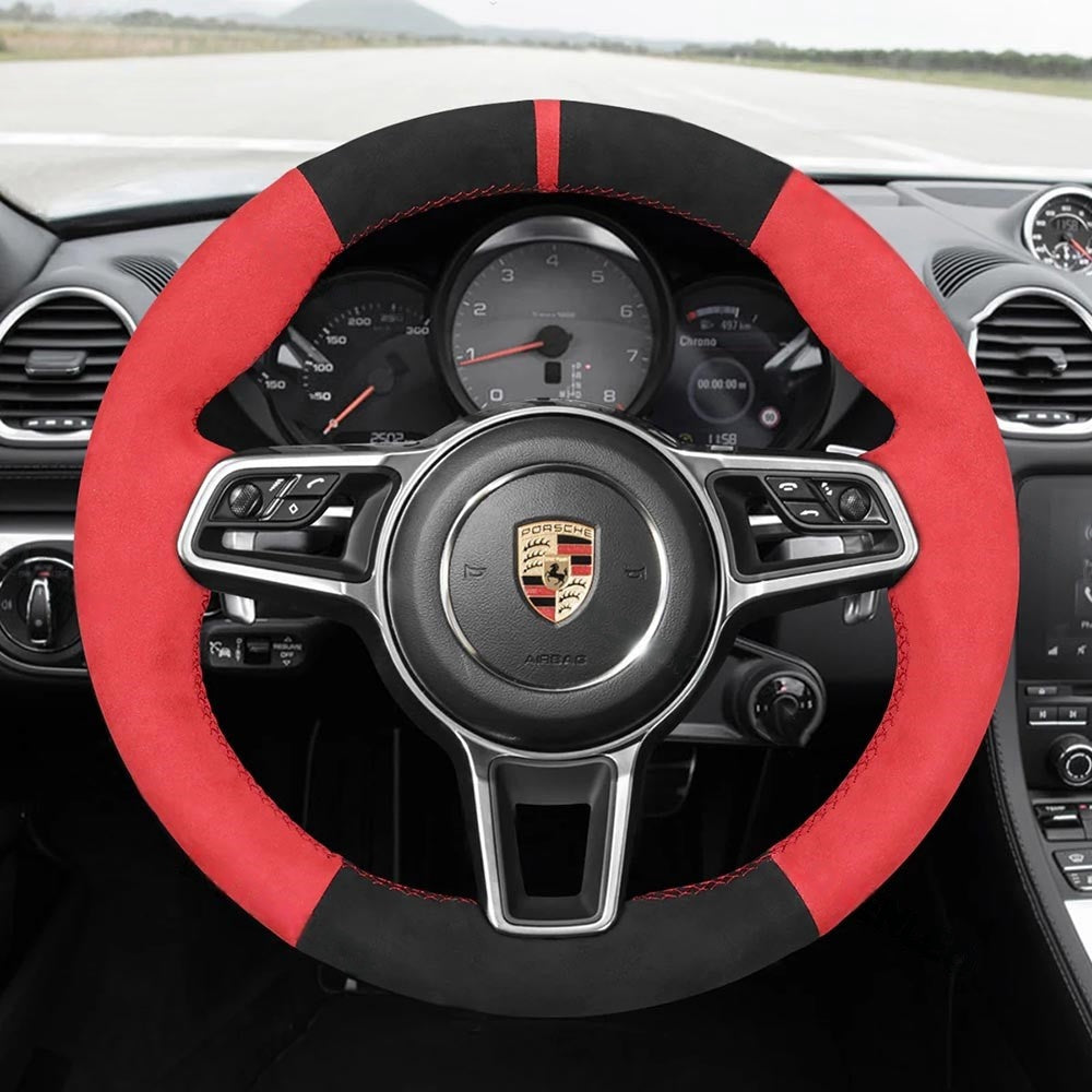 Steering Wheel Cover for Porsche 911 718 Boxster Cayman 911 918 Spyder Cayenne Macan Panamera 2015-2022