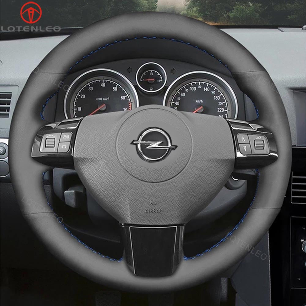 LQTENLEO Carbon Fiber Black Leather Suede Hand-stitched Car Steering Wheel Cover for Opel Vauxhall Astra Signum Vectra for Holden Astra