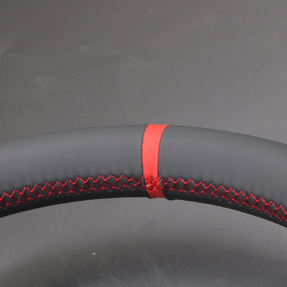 LQTENLEO Black Leather Hand-stitched No-slip Soft Car Steering Wheel Cover Braid for Toyota Raize 2019-2024 Yaris 2023-2024