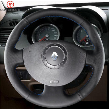 LQTENLEO Carbon Fiber Leather Suede Hand-stitched Car Steering Wheel Cover for Renault Megane Scenic2 (Grand Scenic) Kangoo