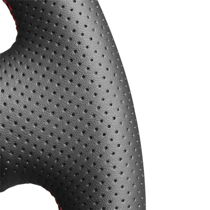 LQTENLEO Black Leather DIY Hand-stitched Car Steering Wheel Cover Braid for Hyundai Sonata Grandeur Azera Kia Amanti Sedona Carnival Optima 2005-2014