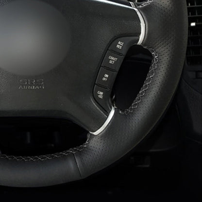 LQTENLEO Black Leather Hand-stitched No-slip Car Steering Wheel Cover for Mitsubishi Pajero 2006-2021 Montero Shogun 2007-2019 Delica 2007-2014