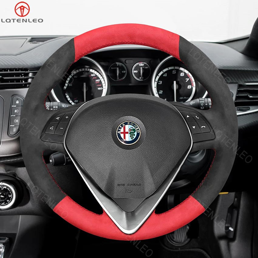 LQTENLEO Alcantara Carbon Fiber Suede Leather Hand-stitched Car Steering Wheel Cover for Alfa Romeo Giulietta 2014-2021(O Shape) - LQTENLEO Official Store