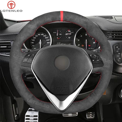 LQTENLEO Hand-stitched Carbon Fiber Suede Alcantara Car Steering Wheel Cover for Alfa Romeo Giulietta 2014-2021(D Shape) - LQTENLEO Official Store