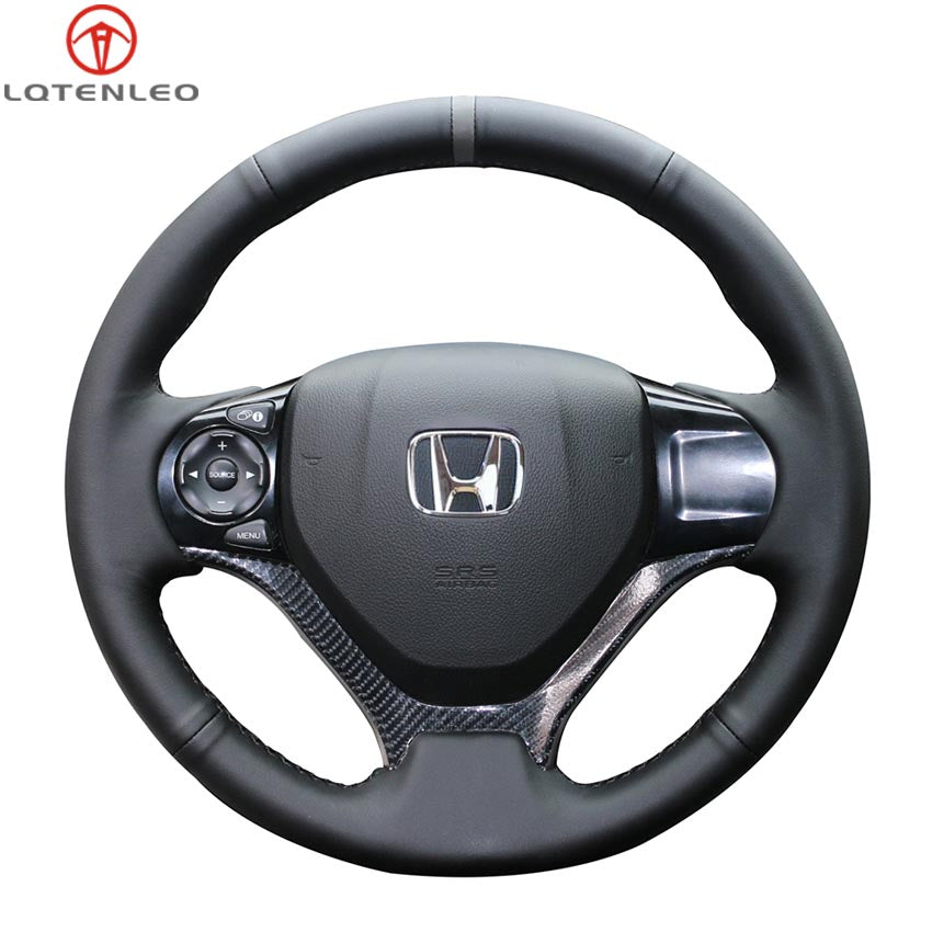 LQTENLEO кожаный замшевый чехол из углеродного волокна, сшитый вручную, чехол на руль автомобиля для Honda Civic 9 2012-2017 