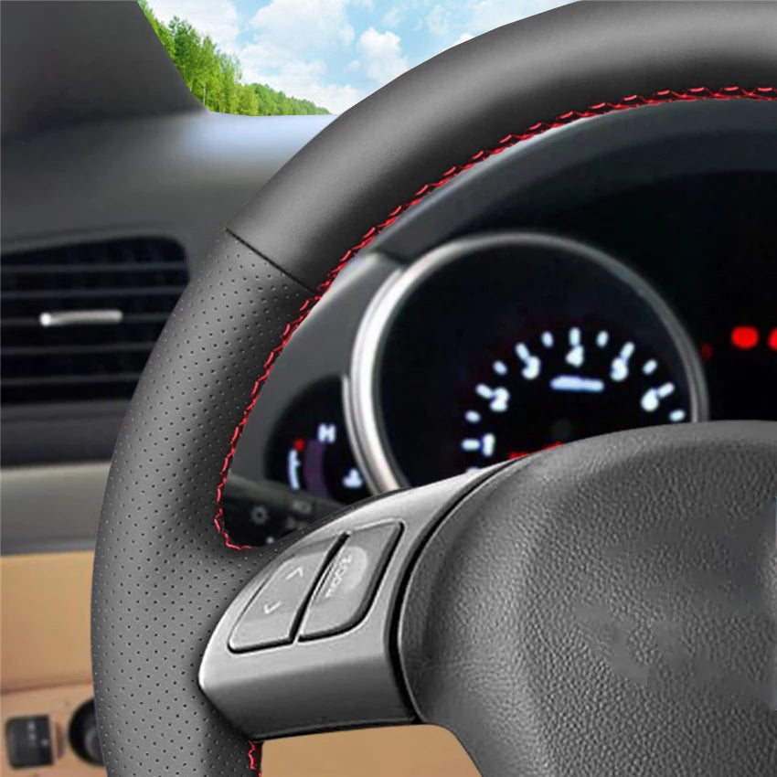 LQTENLEO Black Carbon Fiber Leather Suede Hand-stitched Car Steering Wheel Cover for Subaru B9 Tribeca 2006-2007 / Tribeca 2007-2014