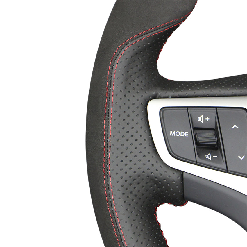 LQTENLEO Черный замшевый кожаный чехол на руль автомобиля с ручной прошивкой для Hyundai i40 2011-2020 