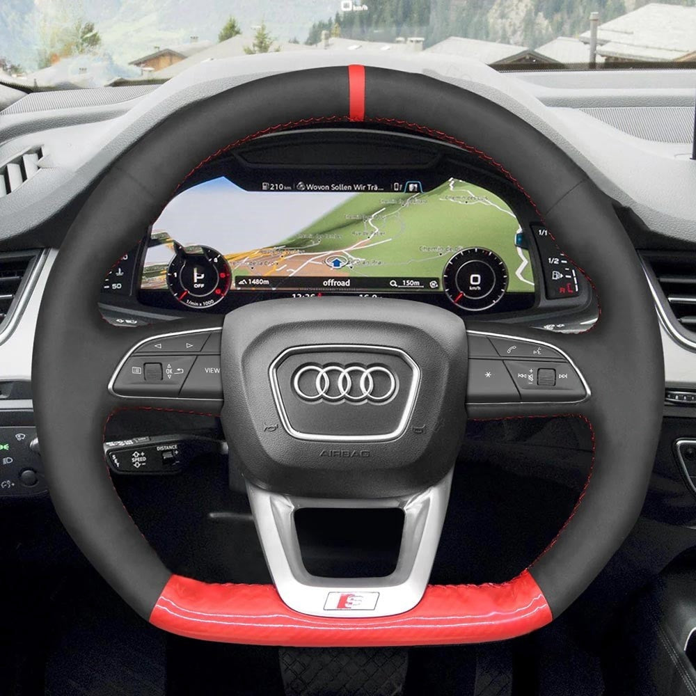 Steering Wheel Cover for Audi Q3 Q5 SQ5 Q7 SQ7 Q8 SQ8 RS 2015-2022