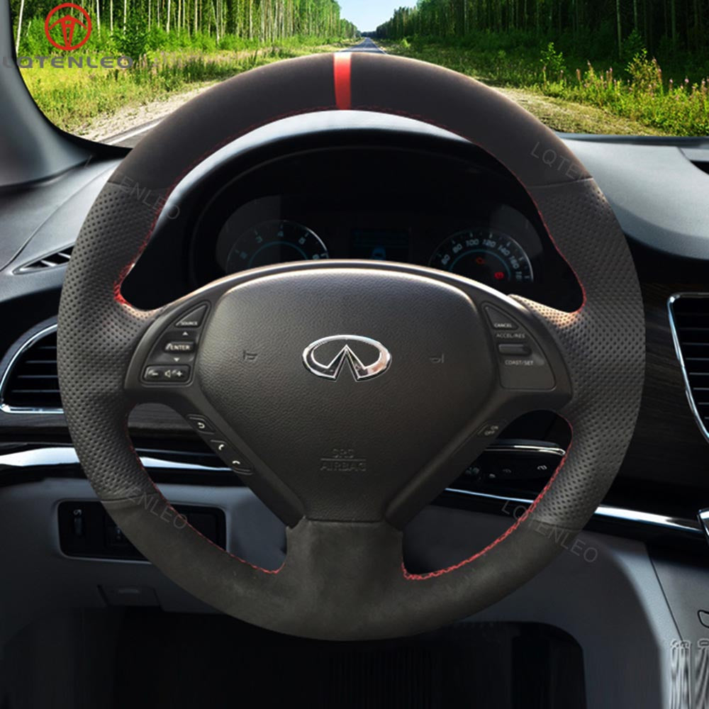 LQTENLEO углеродное волокно, кожа, замша, прошитая вручную автомобильная рулевая рейка для Infiniti G25 EX EX35 Q40 Q60 QX50 