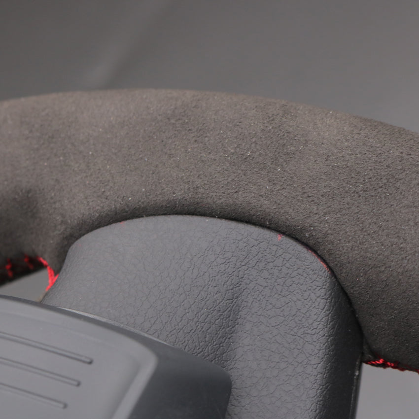 LQTENLEO Carbon Fiber Leather Suede Hand-stitched Car Steering Wheel Cove for Seat Leon Alhambra Toledo Altea
