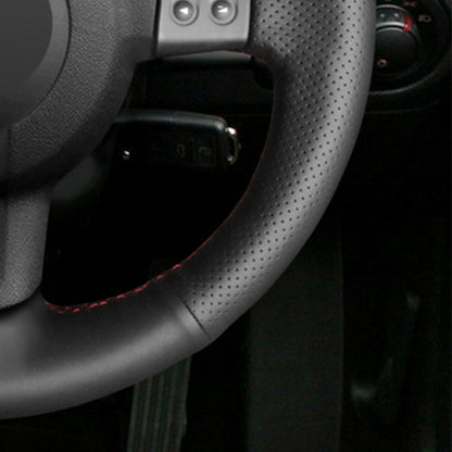 LQTENLEO Black Genuine Leather Suede Hand-stitched Car Steering Wheel Cover for Seat Leon Ibiza Altea XL Toledo
