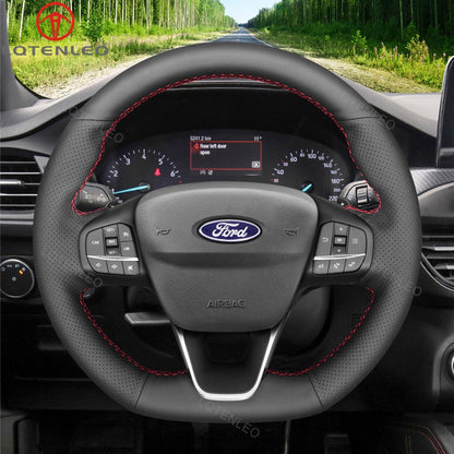 LQTENLEO Alcantara Leather Suede Car Steering Wheel Cover for Ford Escape ST-Line/ Escape/ Ford Focus ST-Line/ Focus ST/ Kuga ST-Line/ Puma ST-Line/ Puma ST/ Fiesta ST-Line/ Fiesta ST - LQTENLEO Official Store