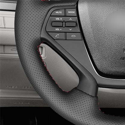 LQTENLEO Черный чехол на руль из натуральной кожи, сшитый вручную для Hyundai Sonata (4 спицы) 