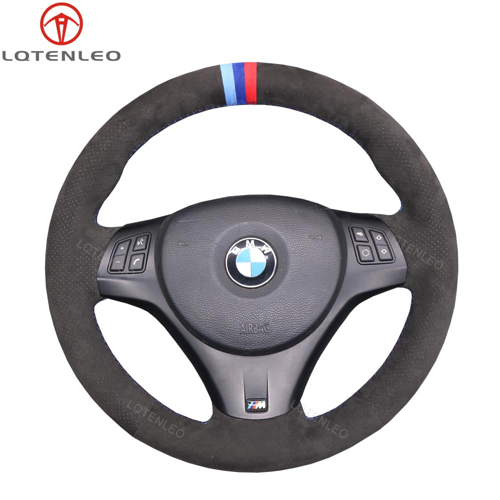 LQTENLEO Leather Suede Alcantara Hand-stitched Car Steering Wheel Cover for BMW M Sport M3 E90 E91 E92 E93 / E87 E81 E82 E88 / X1 E84 / M3 E90 E92 E93 - LQTENLEO Official Store