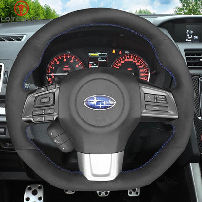 LQTENLEO Alcantara Carbon Fiber Leather Suede Hand-stitched Car Steering Wheel Cover for Subaru WRX (STI) Levorg 2015-2019