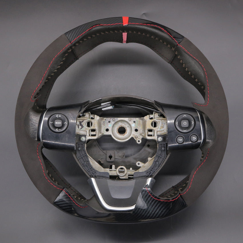 LQTENLEO Carbon Fiber Suede Hand-stitched Car Steering Wheel Cove for Toyota Sienta 2015-2024