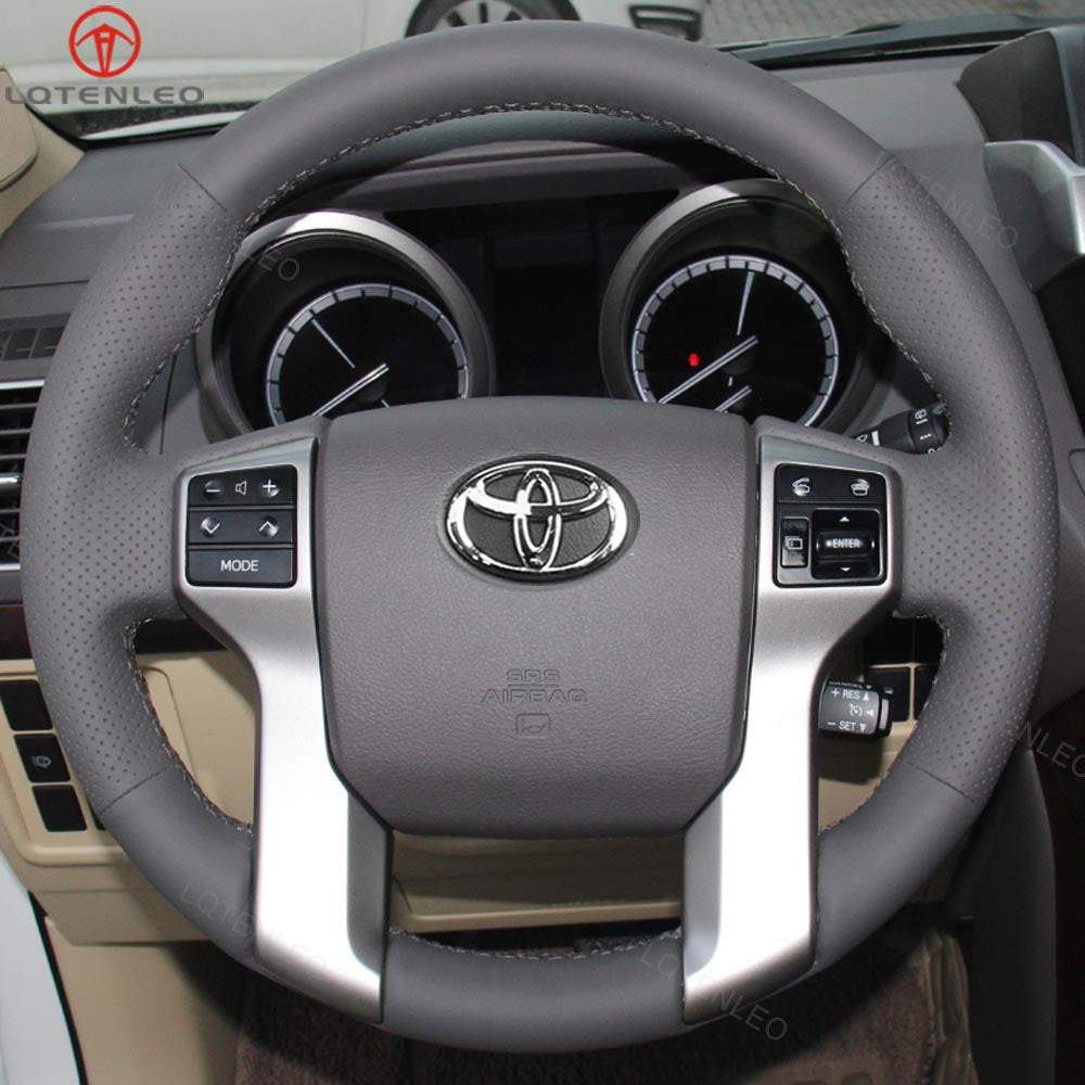 LQTNELEO Carbon Fiber Leather Suede Hand-stitched Car Steering Wheel Cover for Toyota Land Cruiser Prado 2009-2017 / Tundra 2013-2020