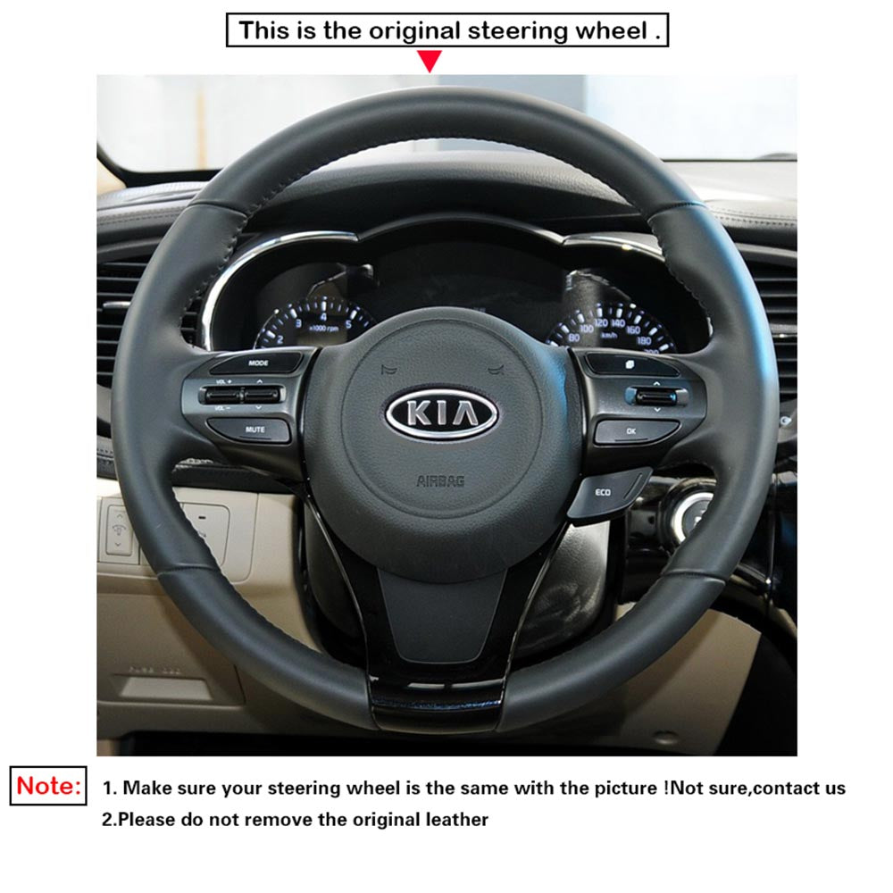 LQTENLEO Carbon Fiber Leather Suede Hand-stitched Car Steering Wheel Cover for Kia K5 Optima 2014-2015