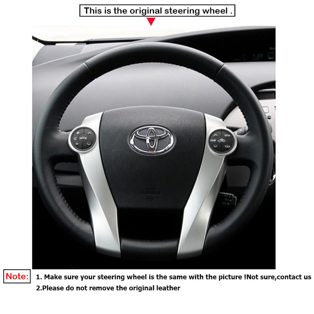 LQTENLEO Carbon Fiber Leather Suede Hand-stitched Car Steering for Toyota Prius 2009-2015 / Prius C 2012-2019 / Prius V 2012-2021
