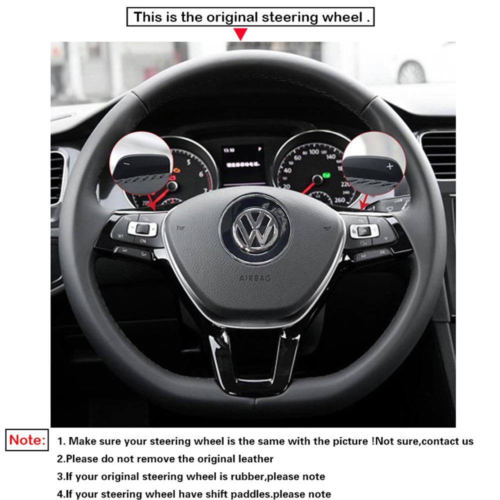 LQTENELO Alcantara Hand-stitched Car Steering Wheel Cover for Volkswagen VW Golf 7 Golf Alltrack Golf SportWagen Jetta Passat Tiguan e-Golf Arteon Atlas
