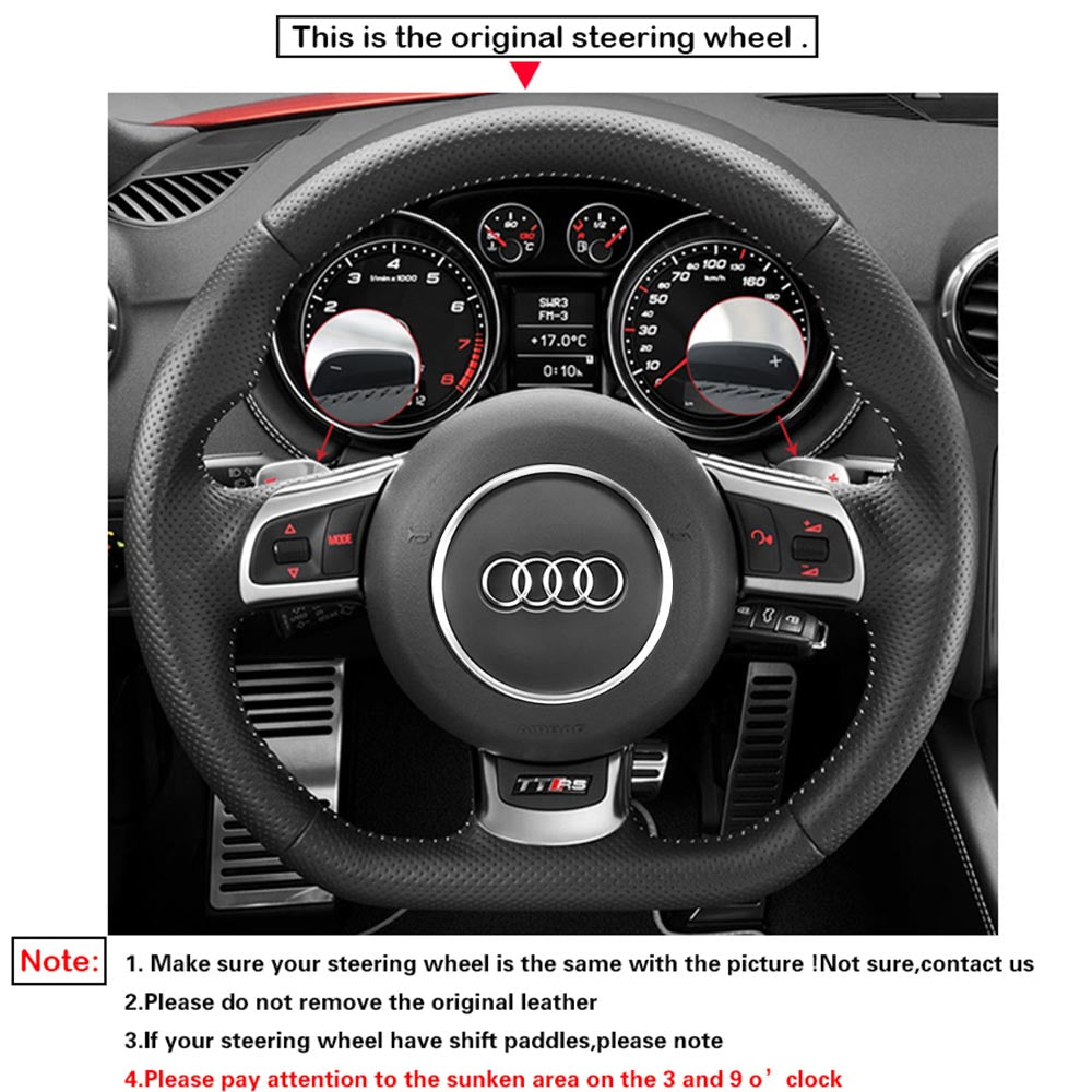 LQTENLEO Leather Suede Hand-stitched Car Steering Wheel Cover for Audi TT RS (8J) / RS 3 (8P) Sportback / RS 6 (C6) Avant / R8 (42) - LQTENLEO Official Store