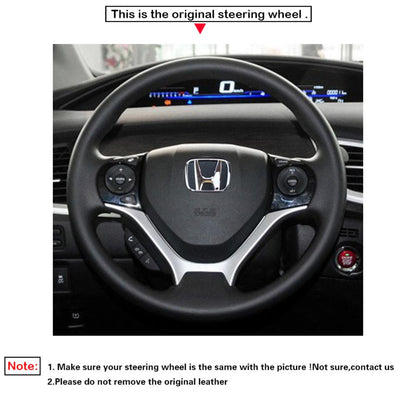 LQTENLEO Carbon Fiber Leather Suede Hand-stitched Car Steering Wheel Cover for Honda Civic 9 2012-2017