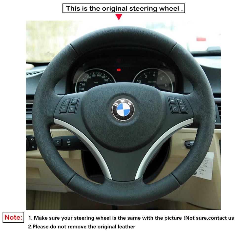 LQTENLEO Black Suede Leather Carbon Fiber Hand-stitched Car Steering Wheel Cover for BMW 1 Series E81 E82 E87 E88 2008-2012 / 3 Series E90 E91 E92 E93 2006-2011 - LQTENLEO Official Store