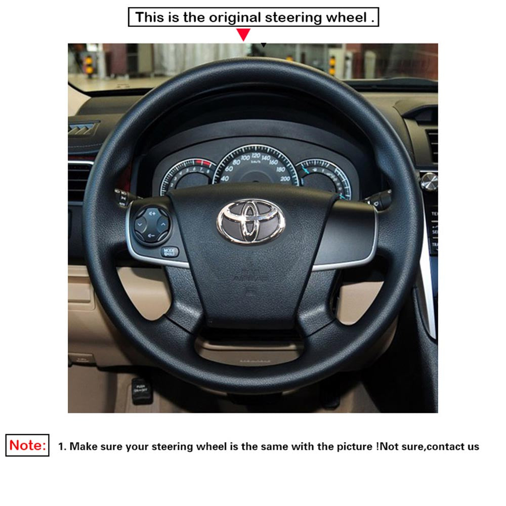LQTENLEO Black Carbon Fiber Leather Suede Hand-stitched Car Steering Wheel Covers for Toyota Camry 2011 2012 2013 2014