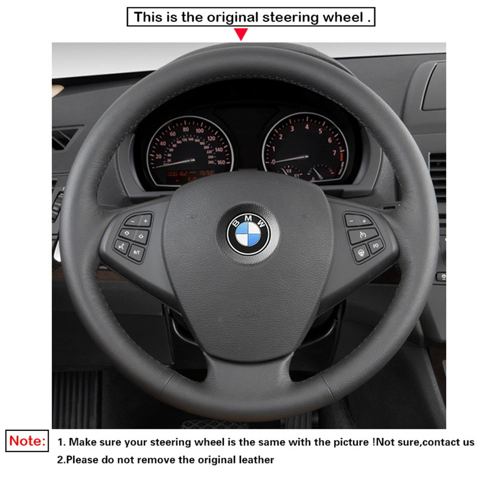 LQTENLEO Black Carbon Fiber Leather Suede Hand-stitched Car Steering Wheel Cover for BMW X3 E83 2005-2010