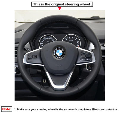 LQTENLEO Carbon Fiber Leather Suede Hand-stitched Car Steering Wheel Cover for 2 Series F45 F46 X1 F48 X2 F39