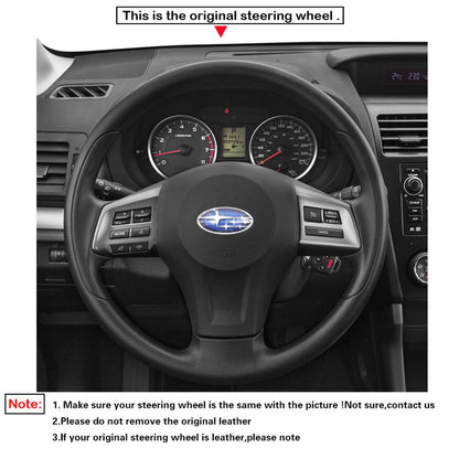 LQTENLEO Carbon Fiber Leather Suede Hand-stitched Car Steering Wheel Cover for Subaru Forester / Legacy / Outback / XV (Crosstrek) / Impreza